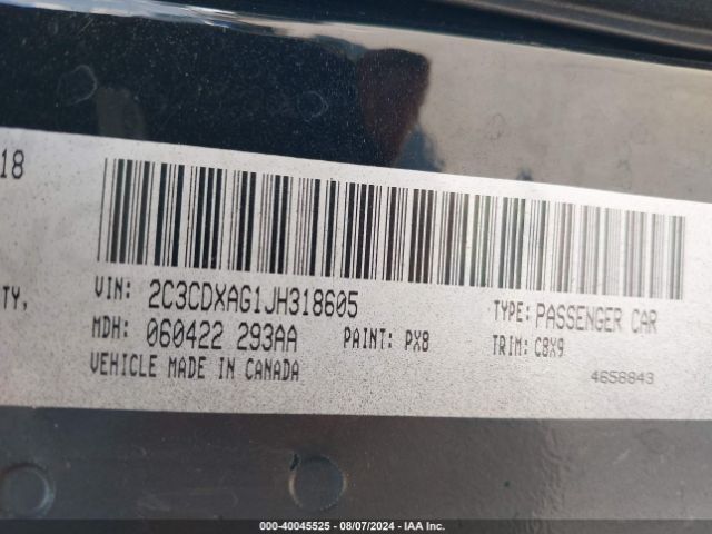 2C3CDXAG1JH318605 Dodge Charger Police Rwd