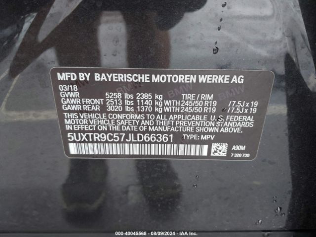 5UXTR9C57JLD66361 BMW X3 Xdrive30i
