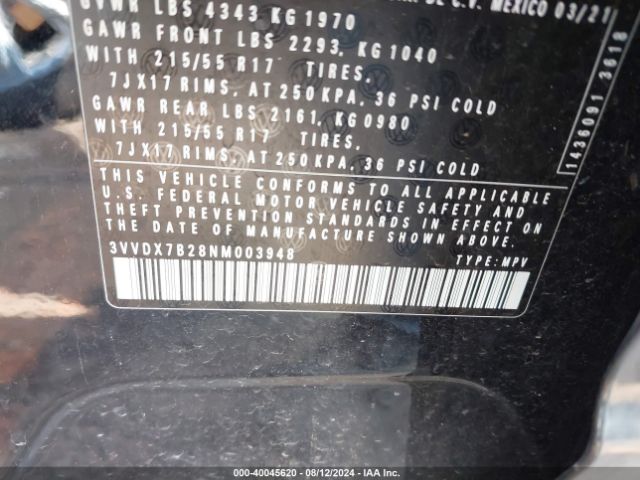 3VVDX7B28NM003948 Volkswagen Taos 1.5t S