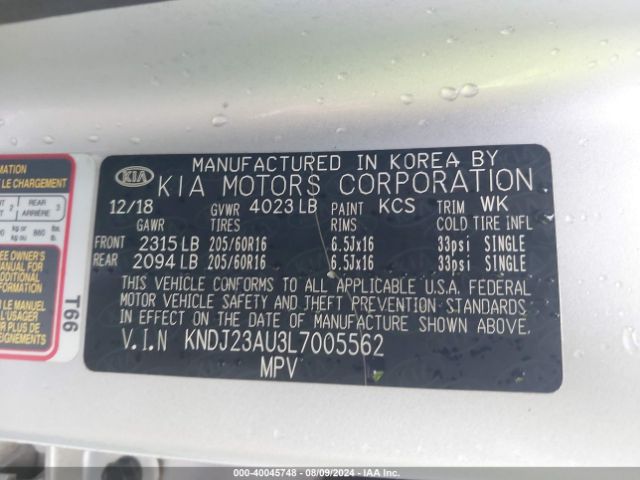 KNDJ23AU3L7005562 KIA SOUL LX