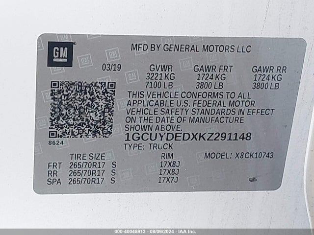 Chevrolet Silverado 1500 Lt 2019 1GCUYDEDXKZ291148 Image 9