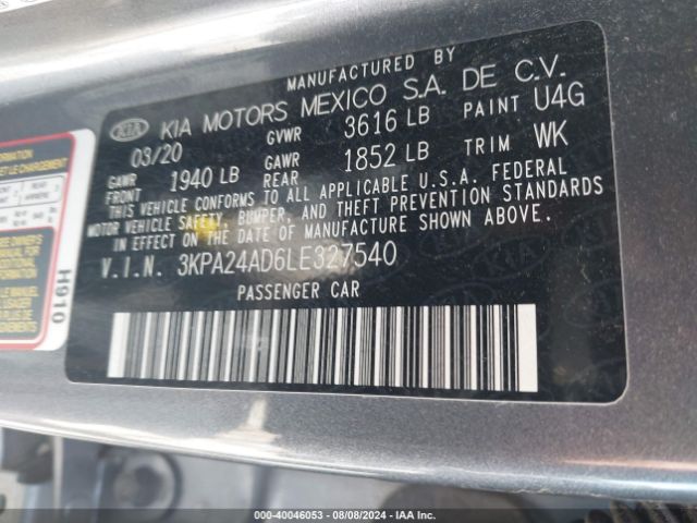 3KPA24AD6LE327540 KIA RIO S