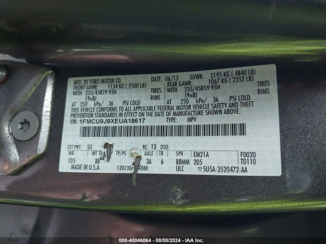 Ford Escape Titanium 2014 1FMCU9J9XEUA18617 Image 9