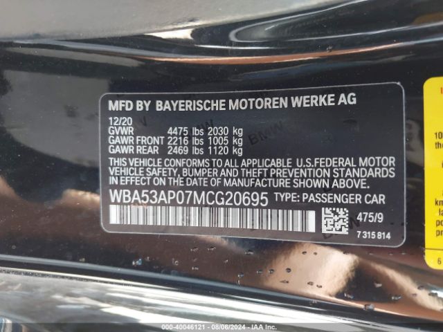 WBA53AP07MCG20695 BMW 430I