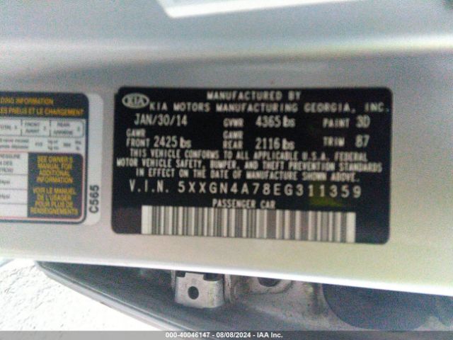 5XXGN4A78EG311359 KIA OPTIMA EX