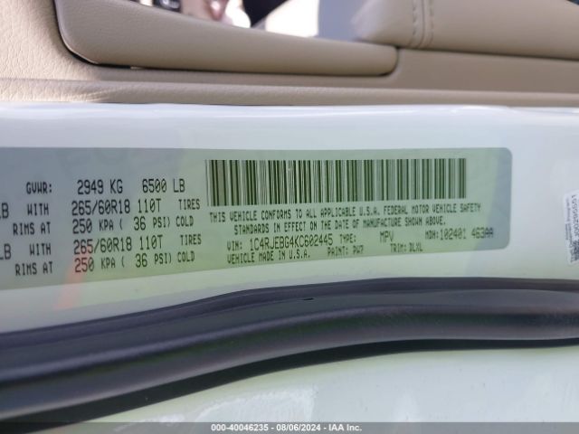 1C4RJEBG4KC602445 Jeep Grand Cherokee Limited 4x2