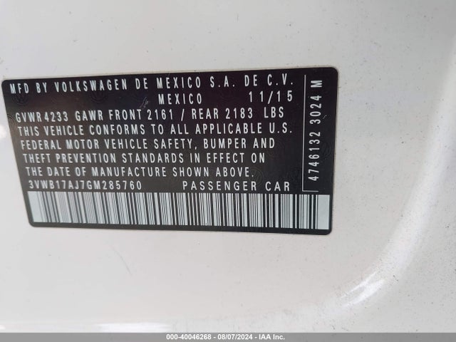 3VWB17AJ7GM285760 Volkswagen Jetta 1.8t Sport