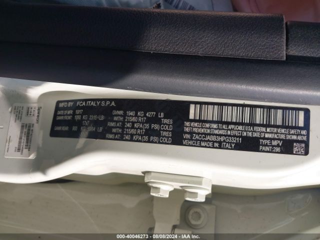ZACCJABB3HPG33211 Jeep Renegade Latitude Fwd