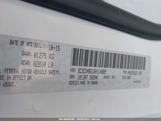 2C3CDXBG1GH114989 Dodge Charger Se