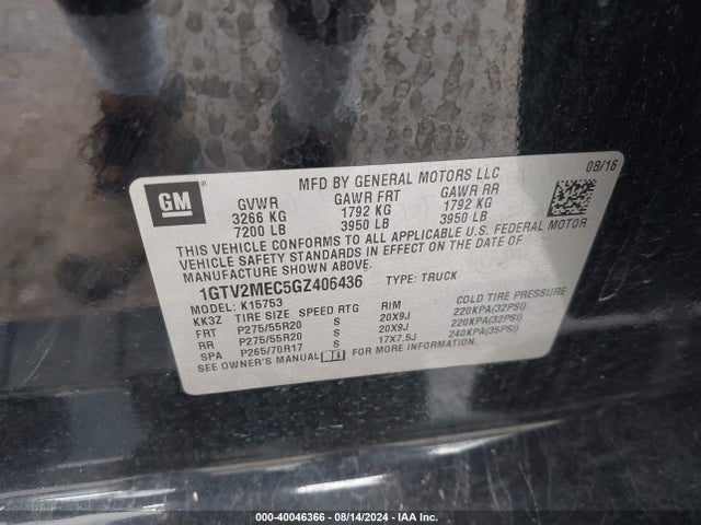 GMC Sierra 1500 Sle 2016 1GTV2MEC5GZ406436 Image 9