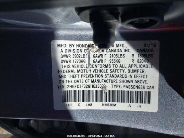 2HGFC1F32GH635589 Honda Civic Ex-t