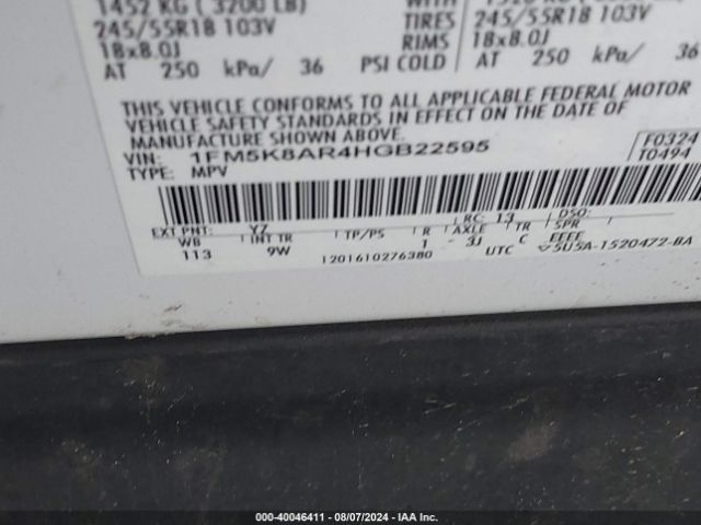 1FM5K8AR4HGB22595 Ford Utility Police Interceptor