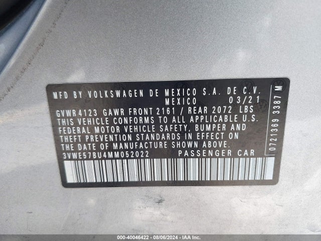 3VWE57BU4MM052022 Volkswagen Jetta 1.4t Sel