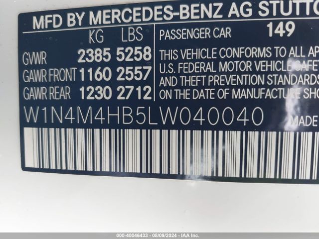 W1N4M4HB5LW040040 Mercedes-Benz Glb 250 4matic