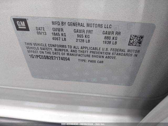 Chevrolet Cruze 1lt Auto 2014 1G1PC5SB2E7174094 Image 9