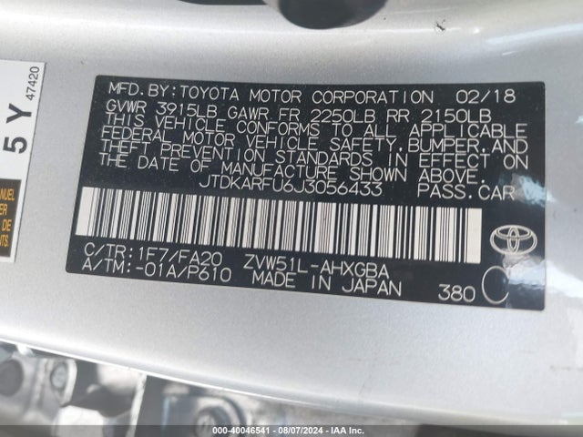 Toyota Prius Three 2018 JTDKARFU6J3056433 Image 9