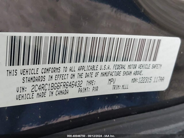 2C4RC1BG6FR646432 Chrysler Town & Country Touring