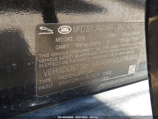 2020 JAGUAR XE SAJAE4FX2LCP62431 Photo 8