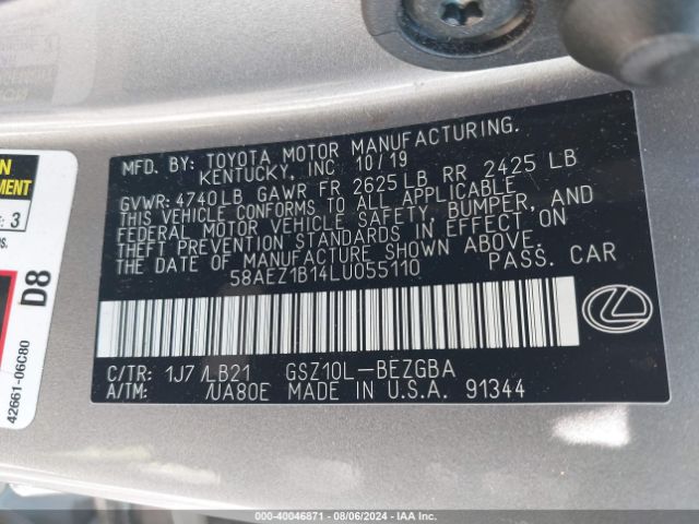 58AEZ1B14LU055110 Lexus Es 350 Luxury