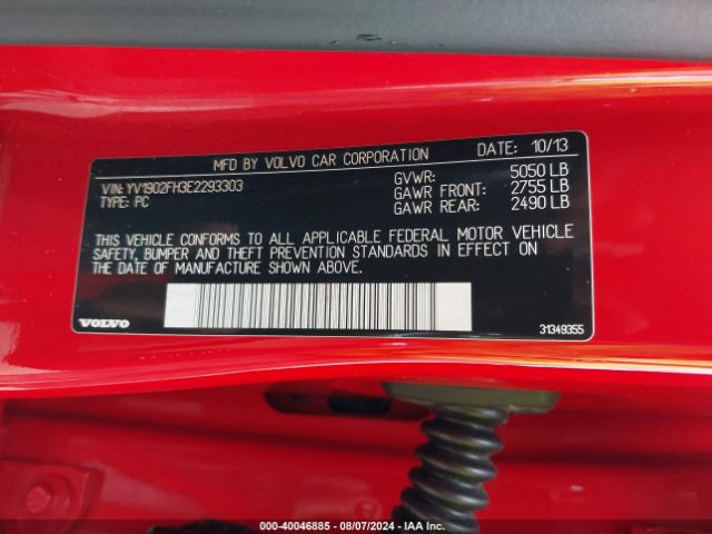 YV1902FH3E2293303 Volvo S60 T6/t6 Platinum/t6 Premier Plus/t6 R-design/t6 R-design Platinum