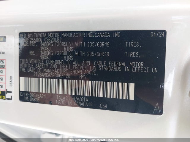 2T2BAMCA7RC067128 Lexus Rx 350 Premium