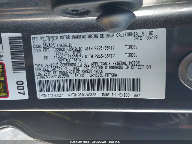 Toyota Tacoma Trd Sport 2019 3TMAZ5CN8KM103598 Image 9