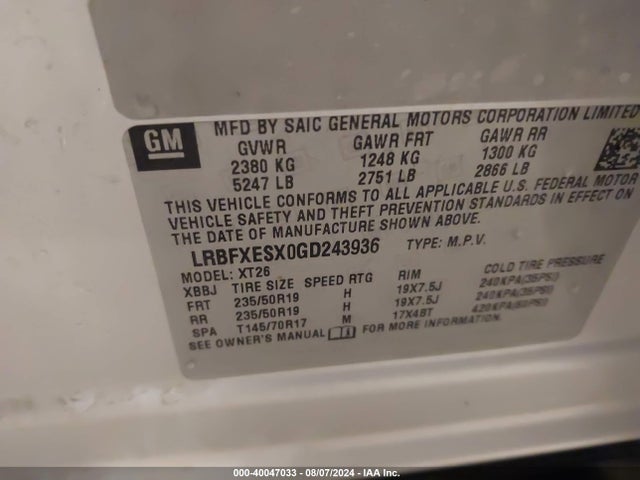 LRBFXESX0GD243936 Buick Envision Premium I