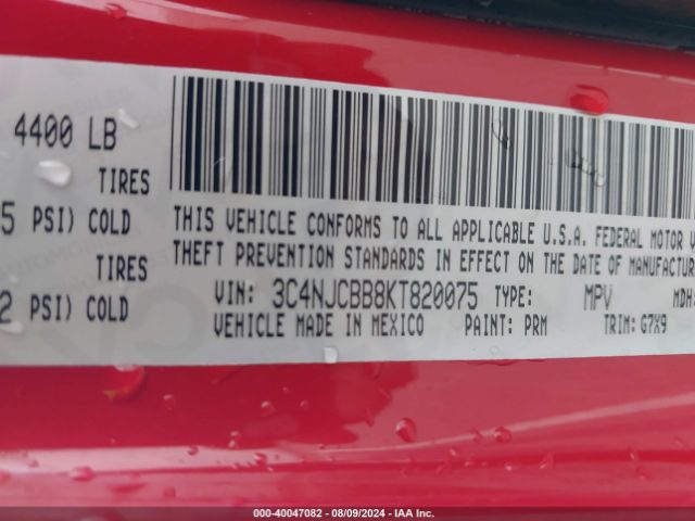 3C4NJCBB8KT820075 Jeep Compass Latitude Fwd