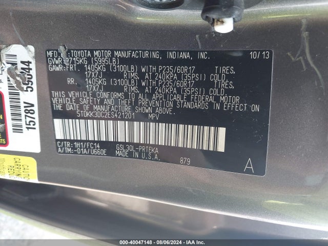 Toyota Sienna Le V6 8 Passenger 2014 5TDKK3DC2ES421201 Image 9
