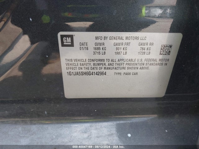 Chevrolet Sonic Ls Auto 2016 1G1JA5SH6G4142964 Image 9