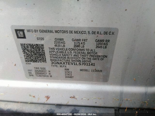 3GNAXTEV1LS701141 Chevrolet Equinox Awd 2fl