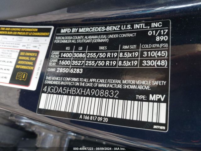 4JGDA5HBXHA908832 Mercedes-Benz Gle 350 4matic