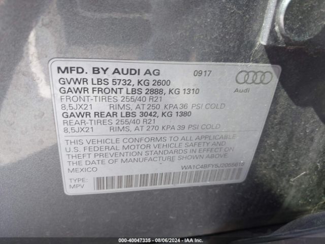WA1C4BFY5J2055618 Audi Sq5 3.0t Premium Plus