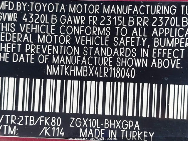 Toyota C-HR XLE 2020 NMTKHMBX4LR118040 Image 9