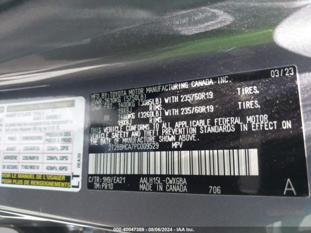 2T2BBMCA7PC009529 Lexus Rx 350h Premium