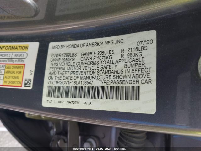 1HGCV1F18LA108547 Honda ACCORD LX