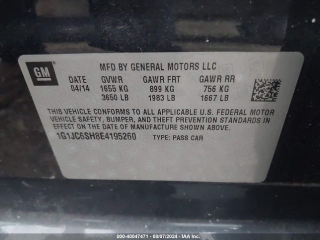 1G1JC6SH8E4195260 Chevrolet Sonic Lt Auto