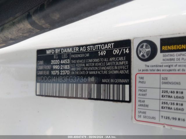 WDDGJ4HB3FG373614 Mercedes-Benz C 250