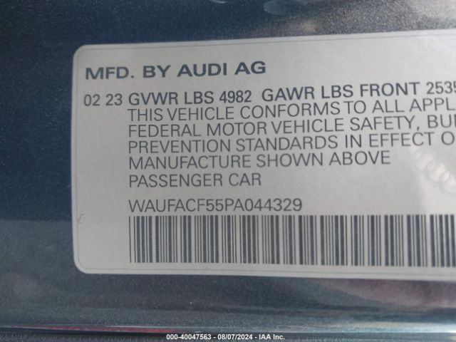 WAUFACF55PA044329 Audi A5 Sportback Premium Plus 45 Tfsi S Line Quattro S Tronic