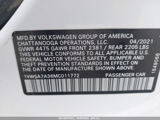 1VWSA7A36MC011772 Volkswagen Passat 2.0t Se
