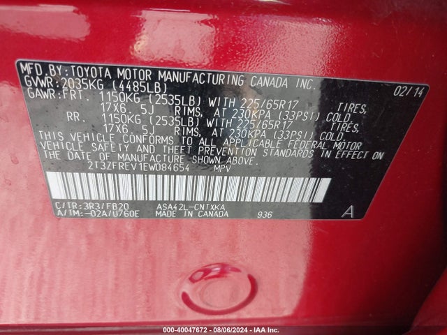 Toyota RAV4 LE 2014 2T3ZFREV1EW084654 Image 9