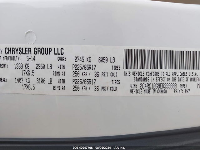 2C4RC1BG9ER399888 Chrysler Town & Country Touring
