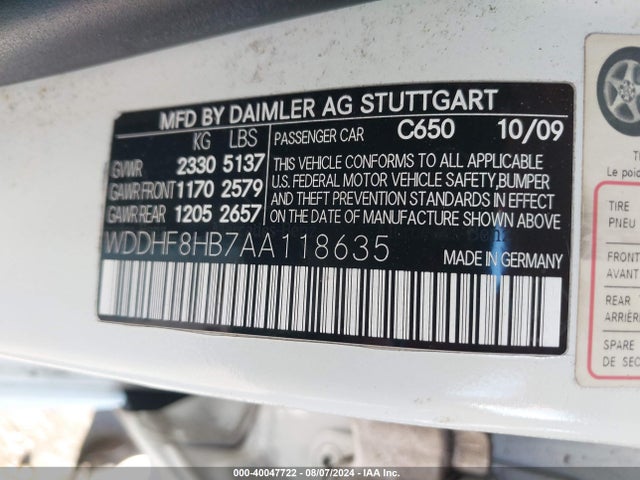 Продажа на аукционе авто 2010 Mercedes-benz E 350 4matic, vin: WDDHF8HB7AA118635, номер лота: 40047722