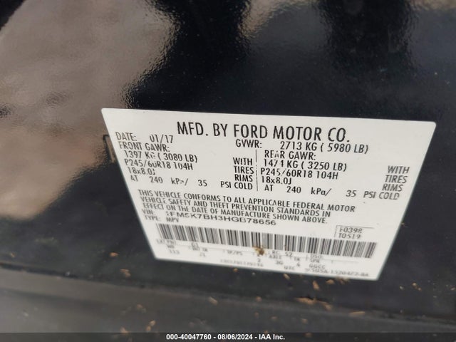 Ford Explorer 2017 1FM5K7BH3HGB78656 Image 9