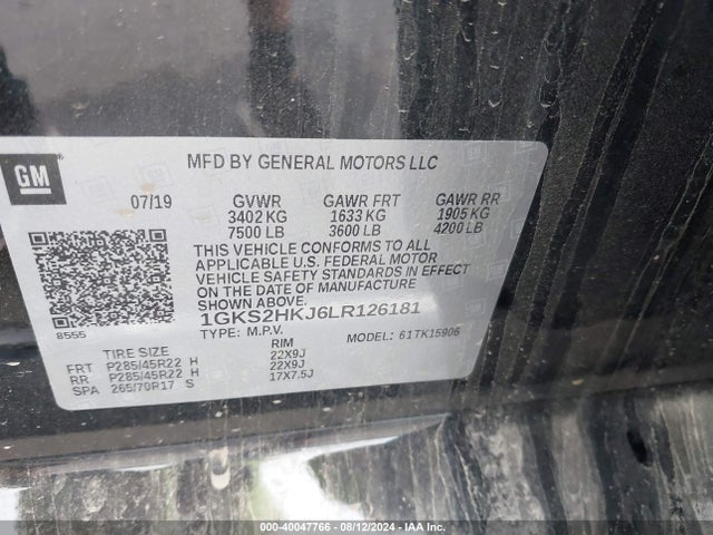 1GKS2HKJ6LR126181 GMC Yukon Xl 4wd Denali