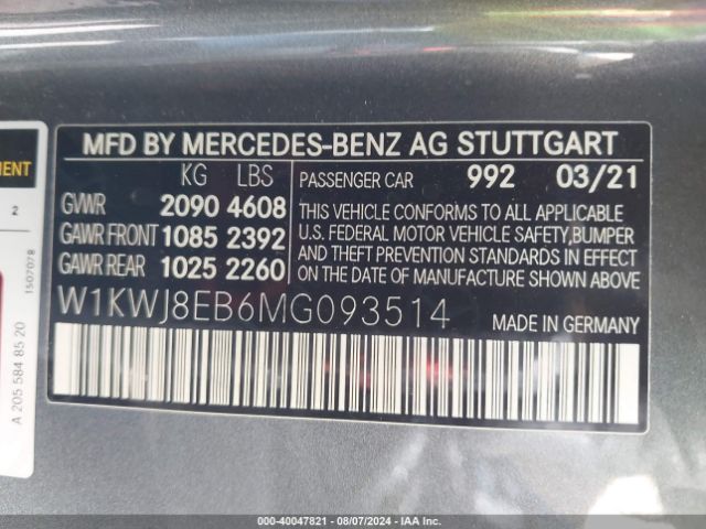 W1KWJ8EB6MG093514 Mercedes-Benz C 300 4matic