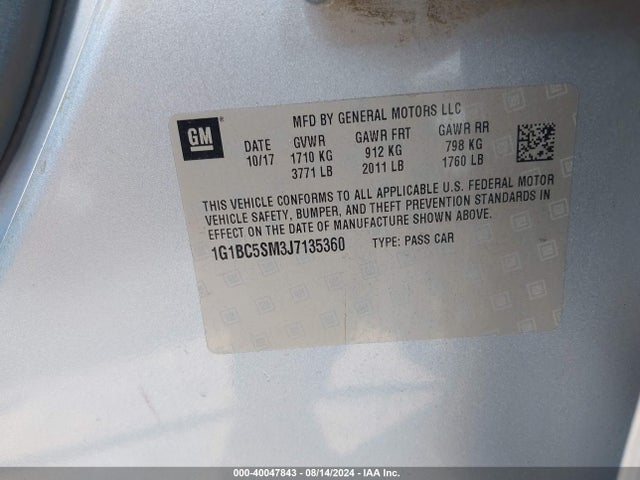 Chevrolet Cruze Ls Auto 2018 1G1BC5SM3J7135360 Image 9