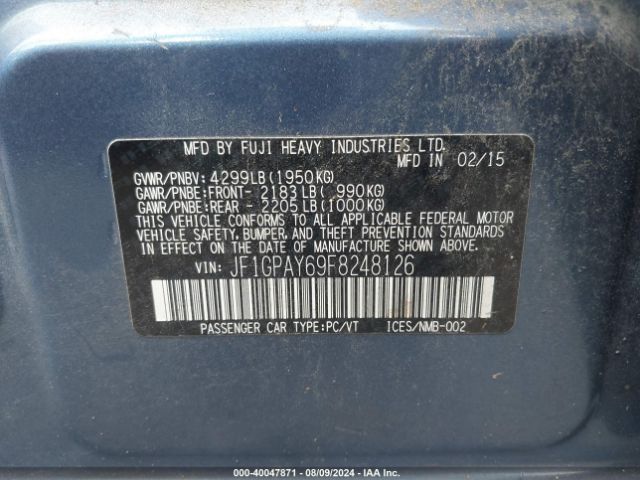 JF1GPAY69F8248126 Subaru Impreza 2.0i Sport Premium