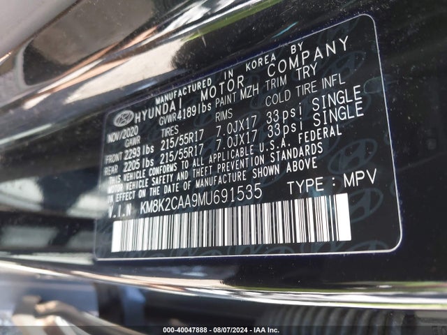 Hyundai Kona Sel 2021 KM8K2CAA9MU691535 Image 9