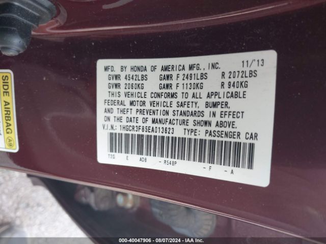 1HGCR3F85EA013623 Honda Accord Ex-l V-6